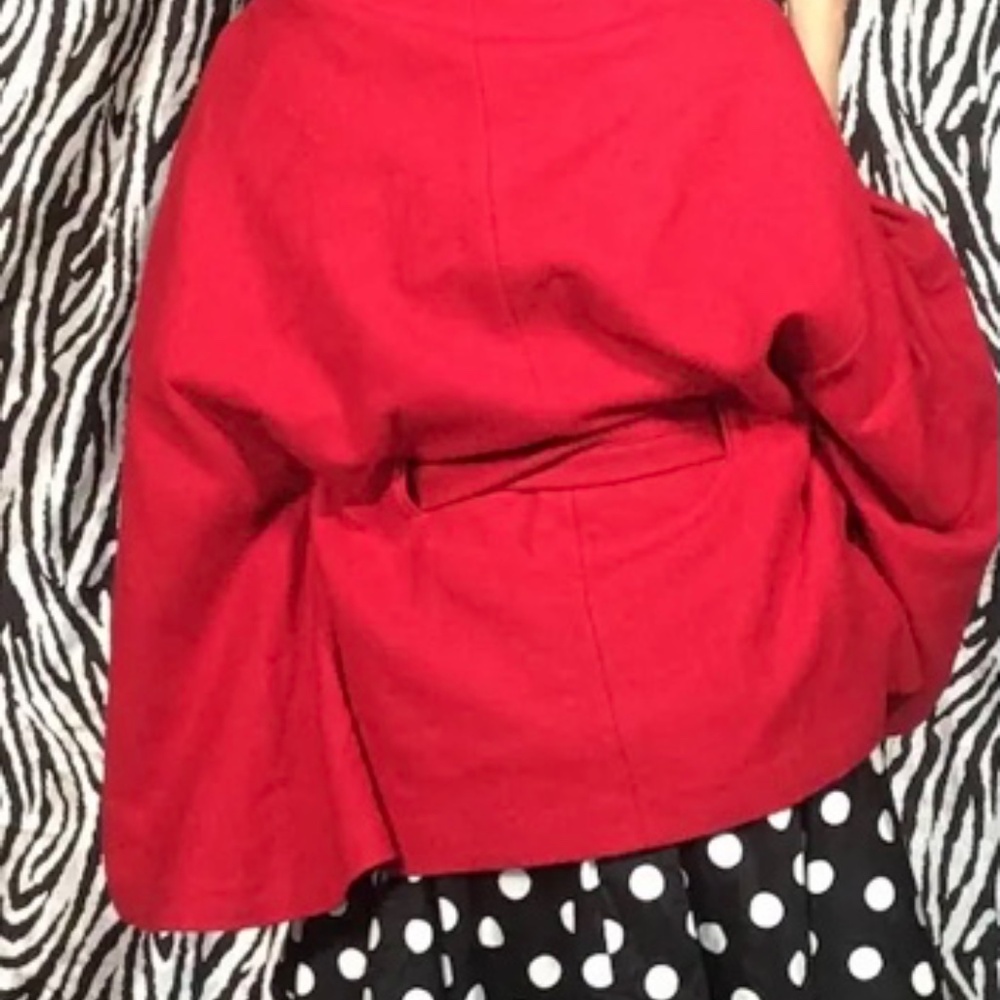 Cami 90s Vintage Wool Blend Red Cape Coat/Jacket Chic Retro Office Size Small - Picture 4 of 10